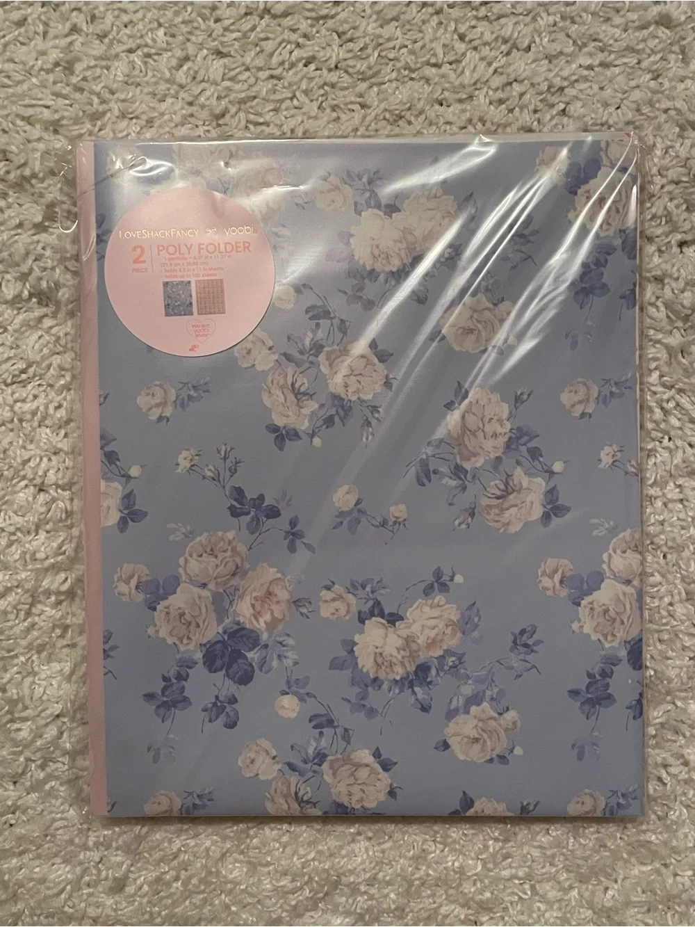 LoveShackFancy x Target Yoobi 2pk Poly Prong Folders Blue & Pink Floral NWT